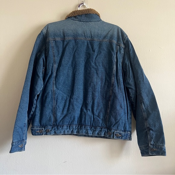 Goodfellow Blue Denim Jacket with Brown Collar Size XL - Picture 2 of 4